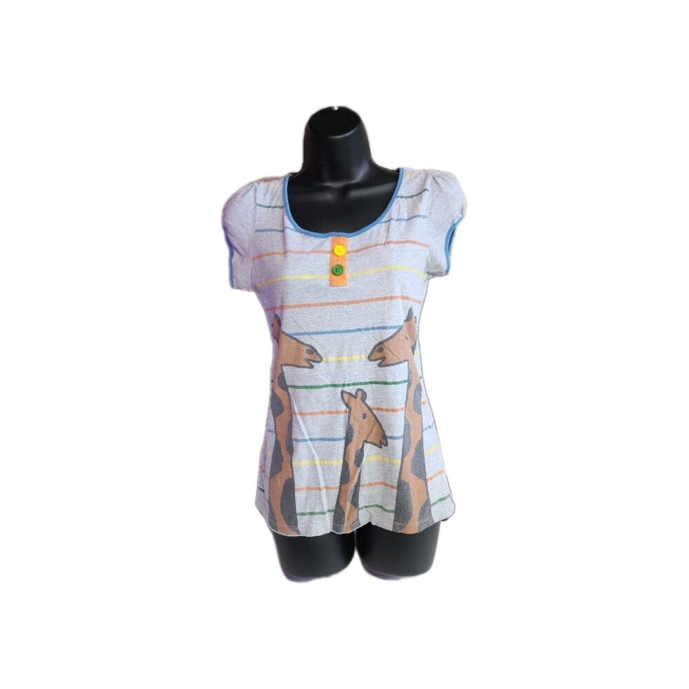 Miffy The Rabbit Girls Top Stripes With Giraffes DOE Size Medium All Over Print